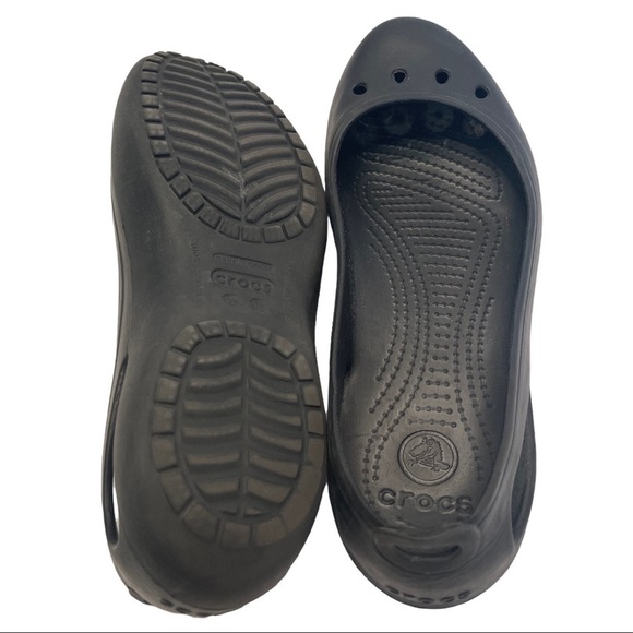 Crocs Malindi Ballet Flats Women Black Size 10 Slip-On Rubbercore Style - Picture 10 of 11